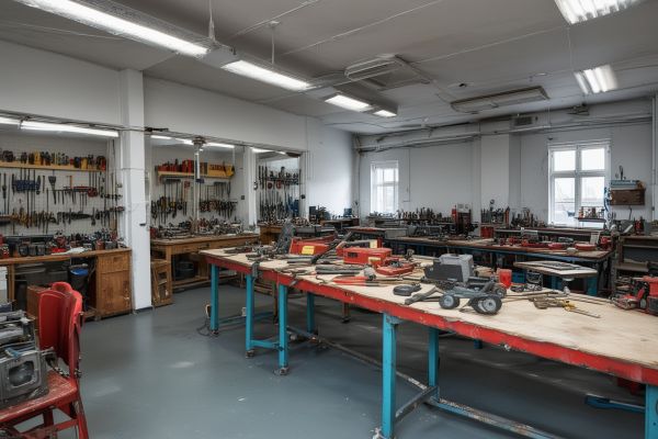 Professional repair workshop showing company facilities and tools